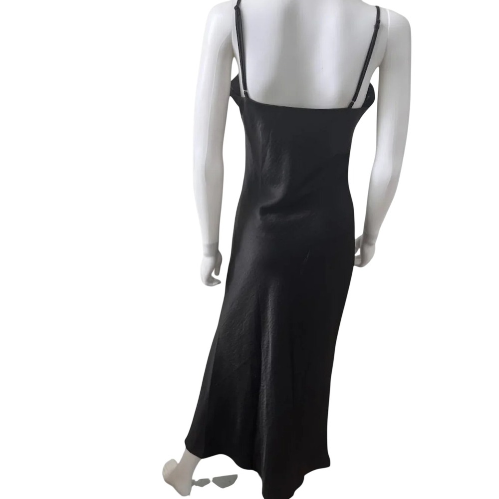 House of Harlow 1960 Black Satin Ruched Maxi Slip Dress M Formal HOCO Wedding - Picture 3 of 10